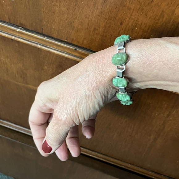 Rare! VINTAGE Green Mask Taxco Bracelet - Picture 4 of 12